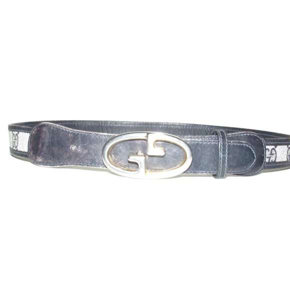Gucci Navy Guccissima Leather Belt w a Two-tone GG Buckle - Picture 15 of 16